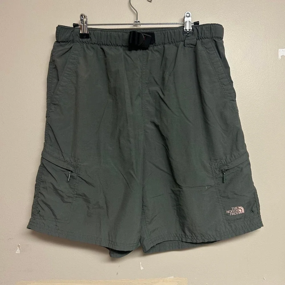 Vintage 90s The North Face Forest Green Hiking Belted Cargo Shorts Mens Medium